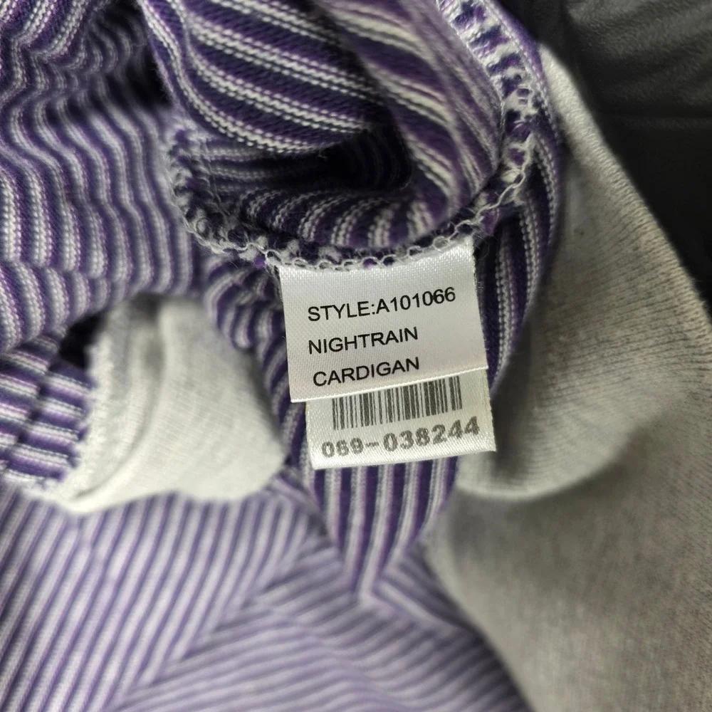 LRG‎ Lifted Research Group Striped V-Neck Cardigan 2XL Purple Gray 100% Cotton